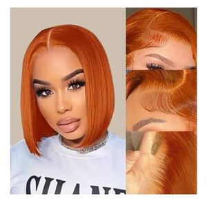 Ginger Orange Bob Wig Human Hair 13x4 HD Lace Front Wigs Human Hair
